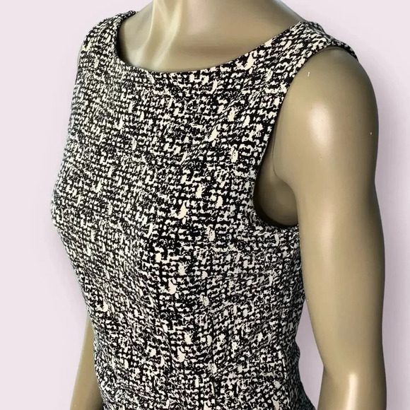 Ann Taylor Sleeveless Ruched Shift Casual Dress Stretch Size 10 Black and White - Picture 8 of 16